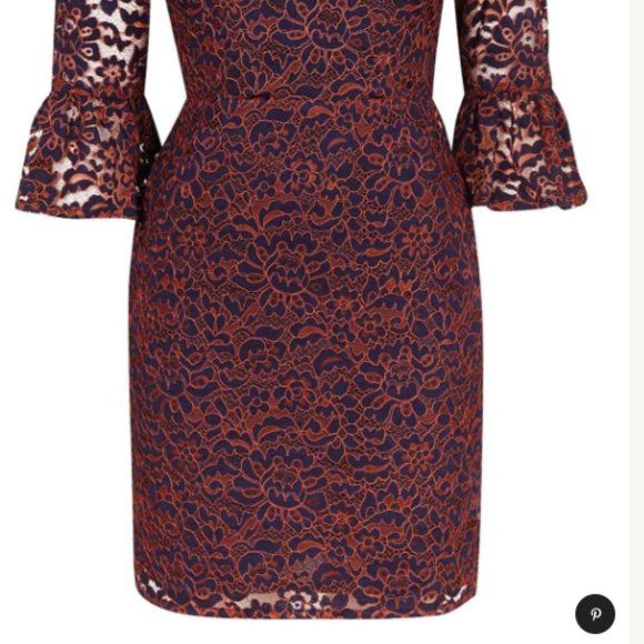 Topshop Navy/Orange Lace Dress - Picture 3 of 6